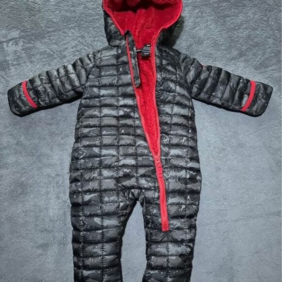 Snozu Heavy Duty Cozy Fleece Lined Quilted Gray/Red Baby Winter Snowsuit - Picture 3 of 8